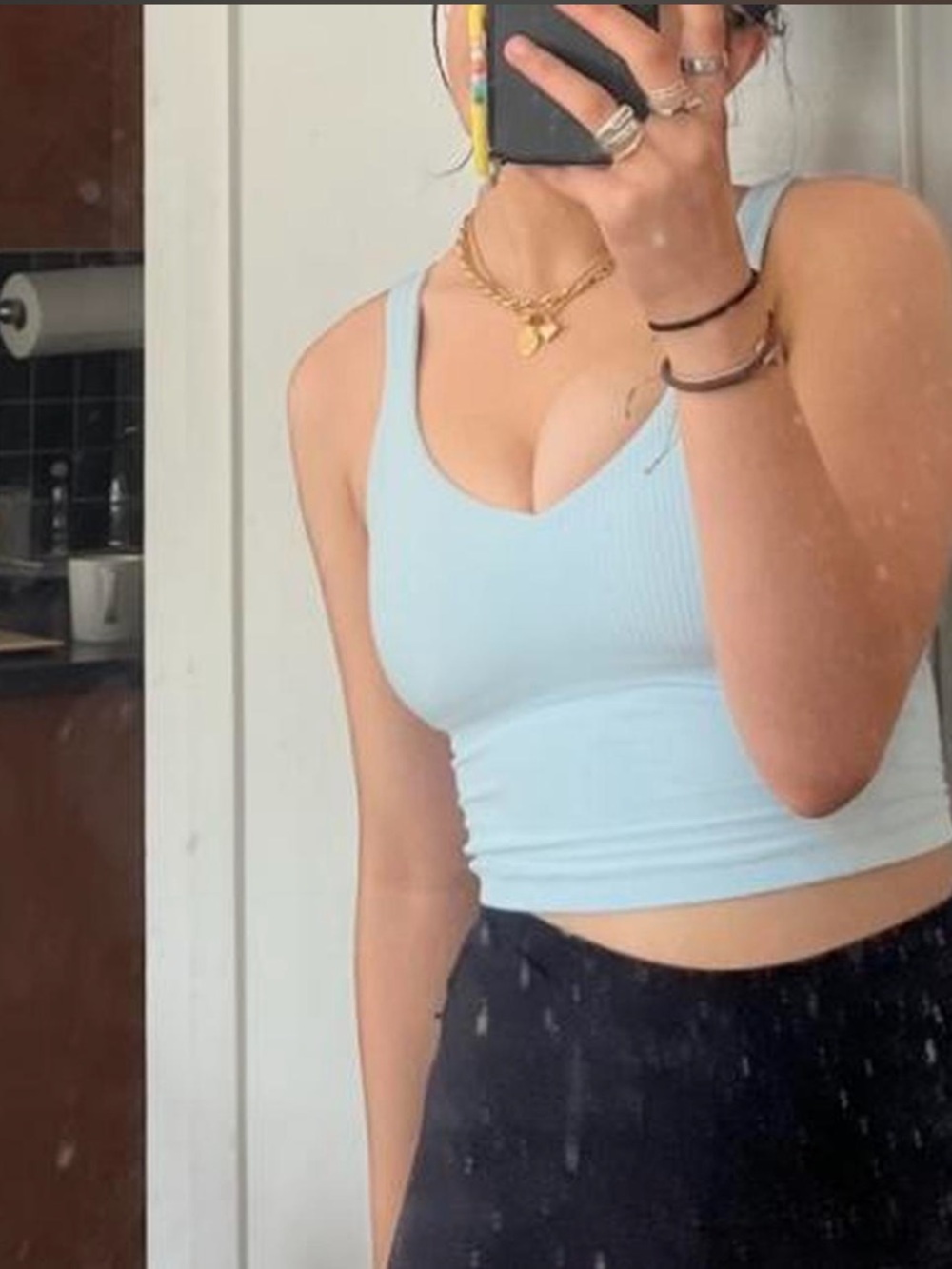 lululemon athletica Light Blue Ribbed Scoop Crop Tank